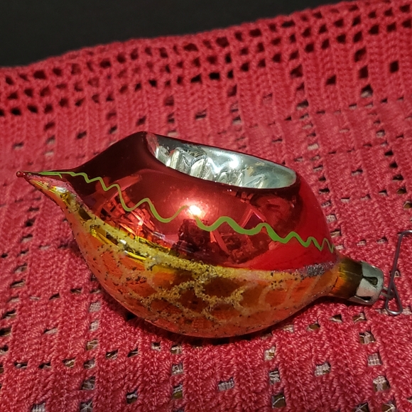 Vintage Mercury Glass Indent Christmas Ornament Red - Picture 7 of 8